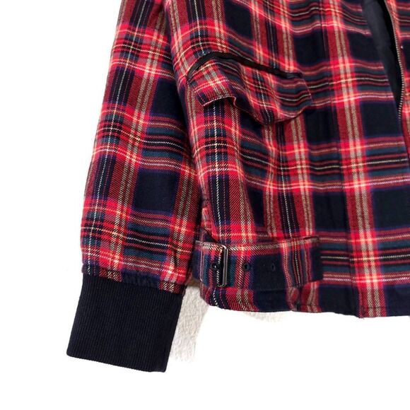 VANS Velouria Zip Up Bomber Jacket in Red Black Plaid 90s Grunge Punk Medium y2k - Picture 7 of 12